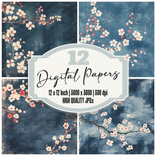 Indigo Blossom Block Digital Paper Pack (DDD002063)