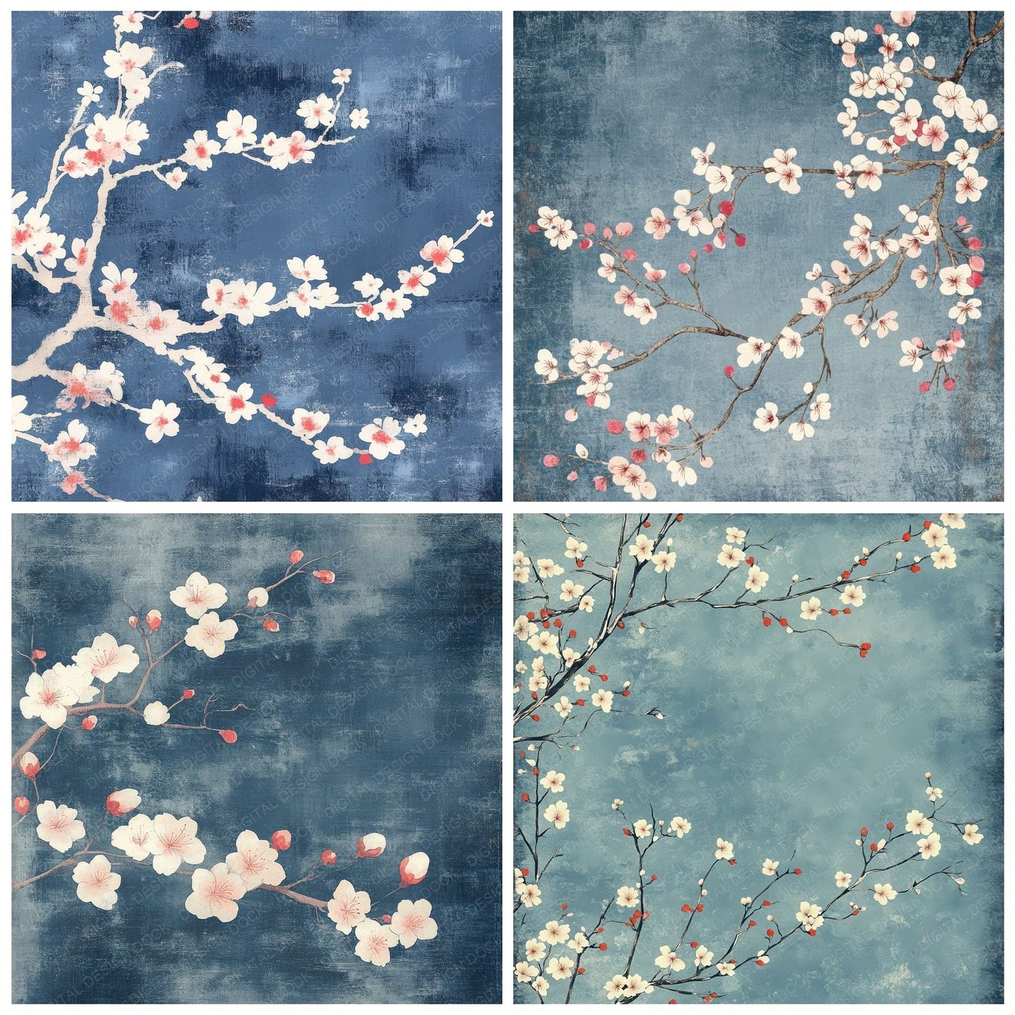 Indigo Blossom Block Digital Paper Pack (DDD002063)