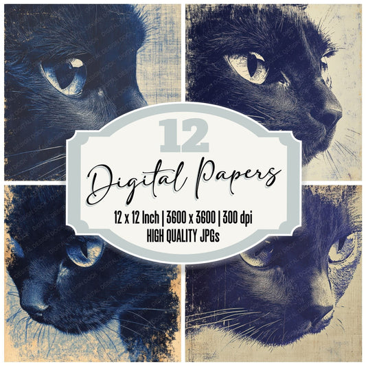 Indigo Cat Washi Digital Paper Pack (DDD002065)
