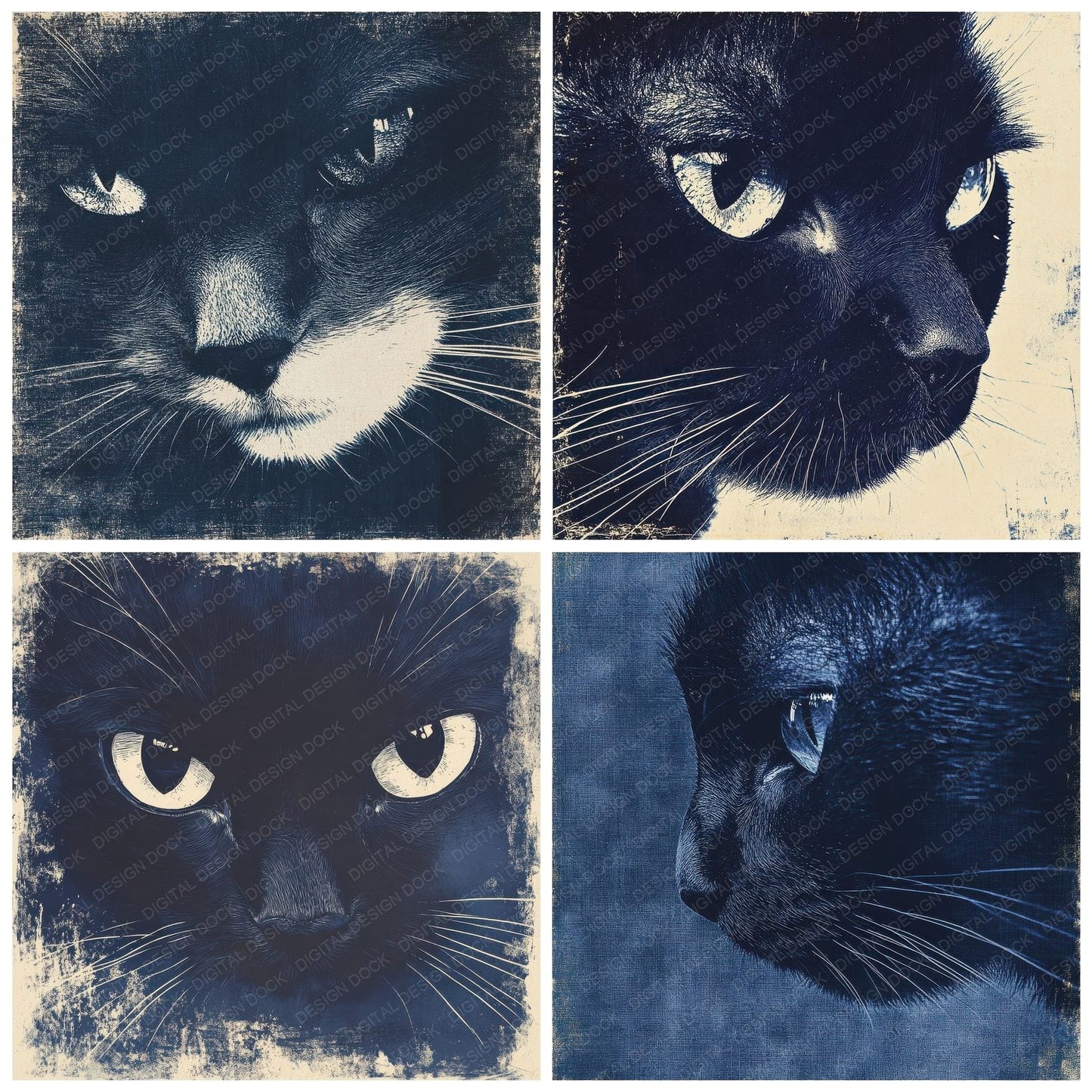 Indigo Cat Washi Digital Paper Pack (DDD002065)