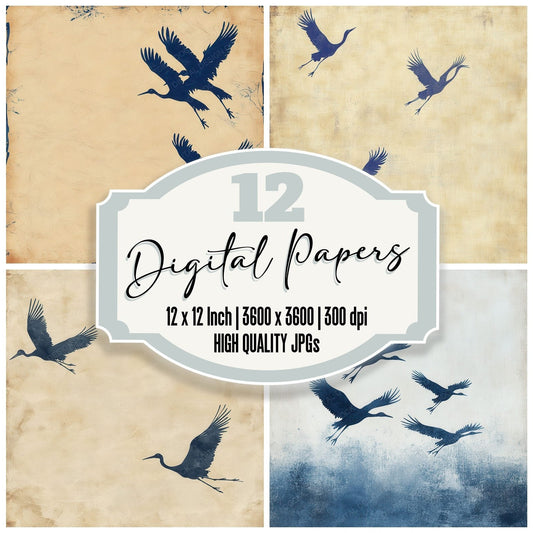 Indigo Crane Flight Digital Paper Pack (DDD002066)