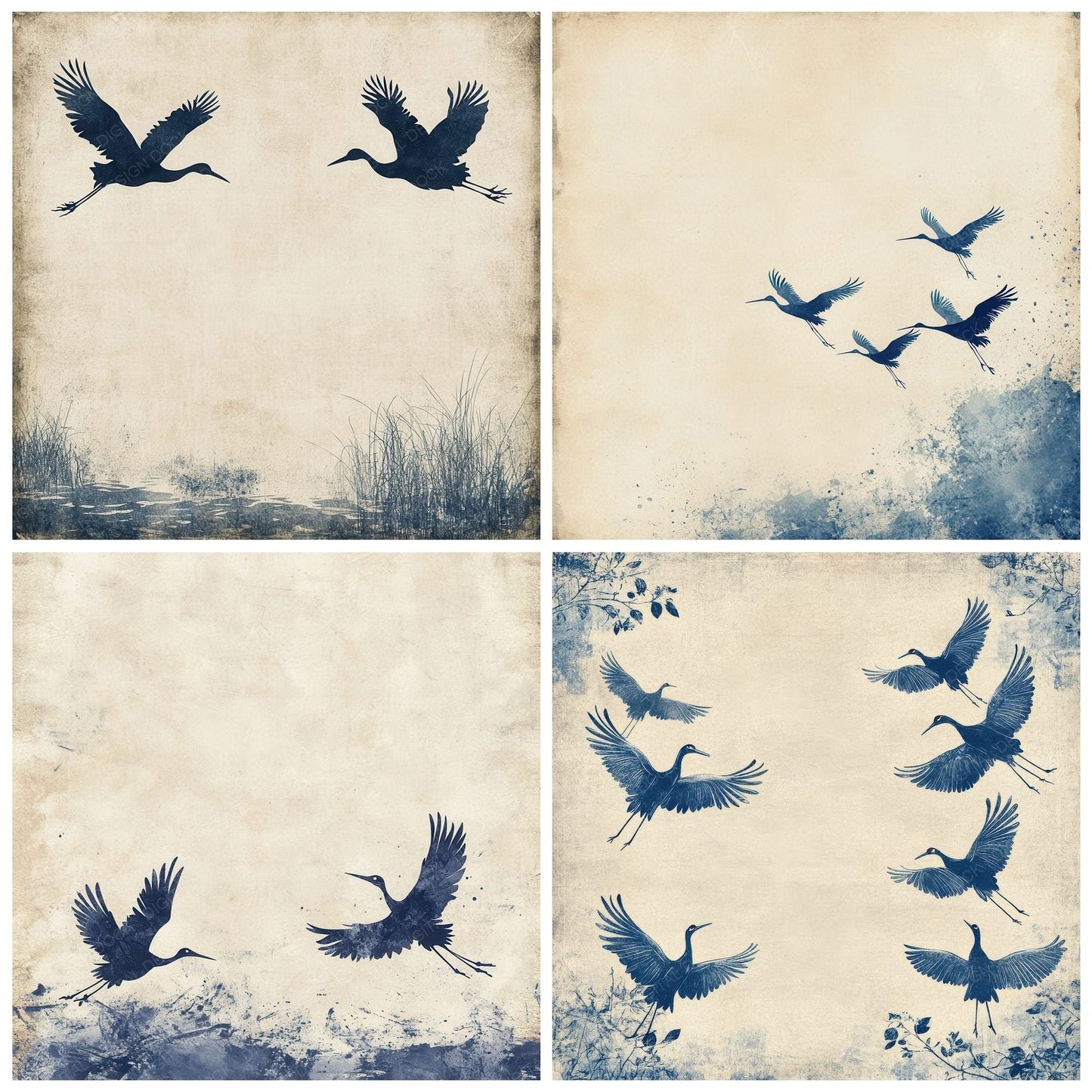 Indigo Crane Flight Digital Paper Pack (DDD002066)