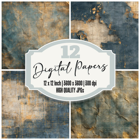 Indigo Diagram Wax Grid Digital Paper Pack (DDD002069)
