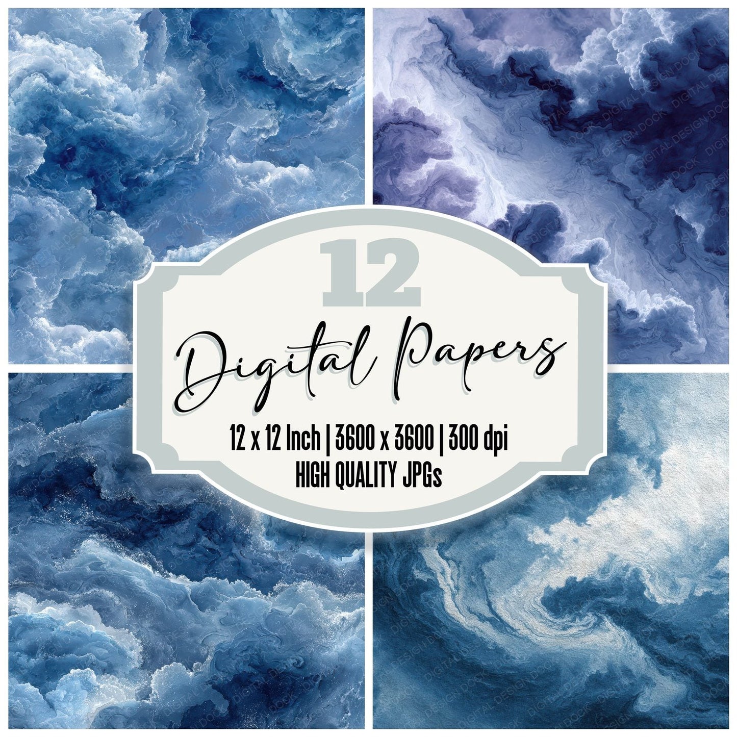 Indigo Ink Water Bloom Digital Paper Pack (DDD002072)
