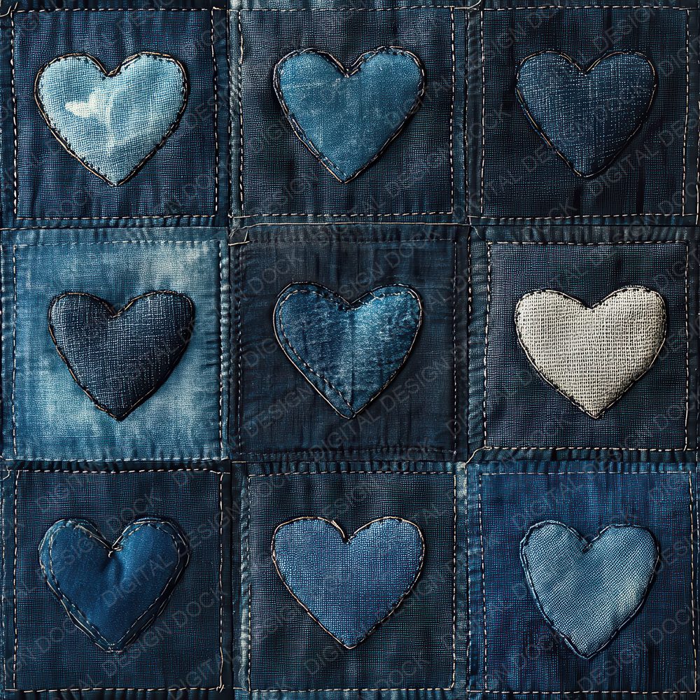 Indigo Quilt Love Digital Paper Pack (DDD002075)