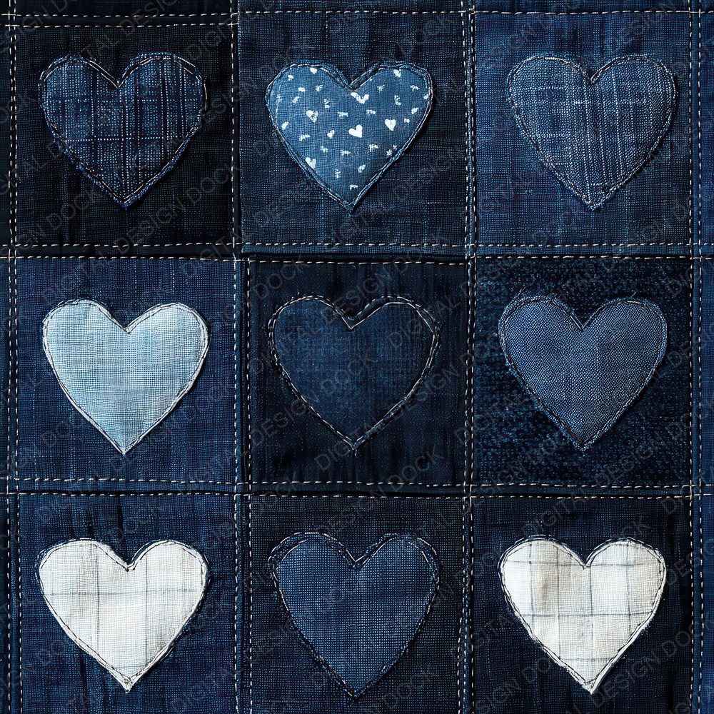 Indigo Quilt Love Digital Paper Pack (DDD002075)