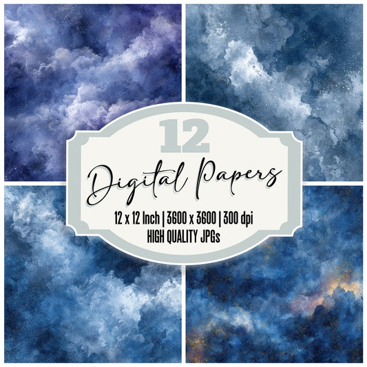 Indigo Smoke Ink Bleach Digital Paper Pack (DDD002076)