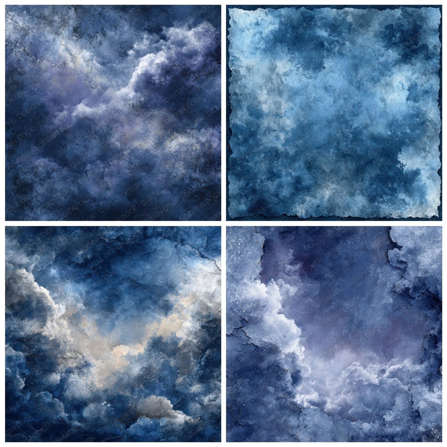 Indigo Smoke Ink Bleach Digital Paper Pack (DDD002076)