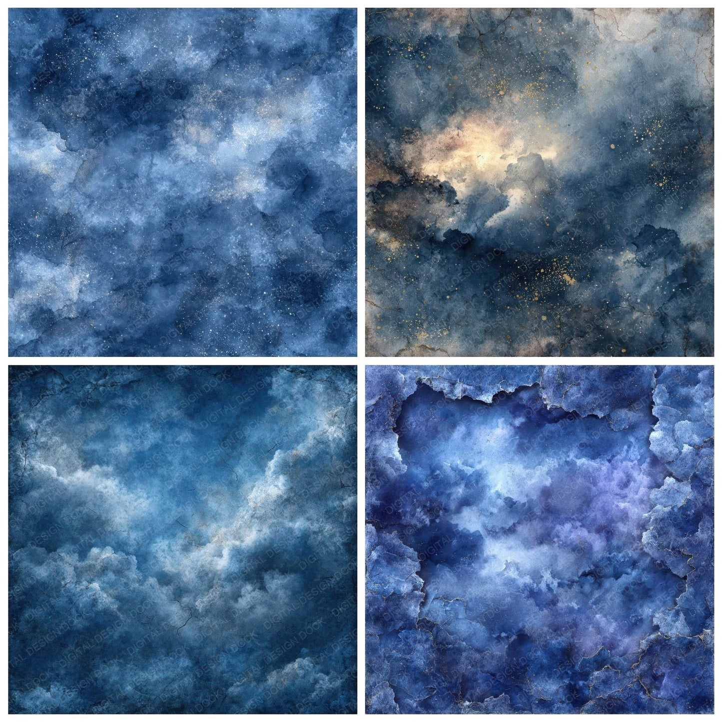 Indigo Smoke Ink Bleach Digital Paper Pack (DDD002076)