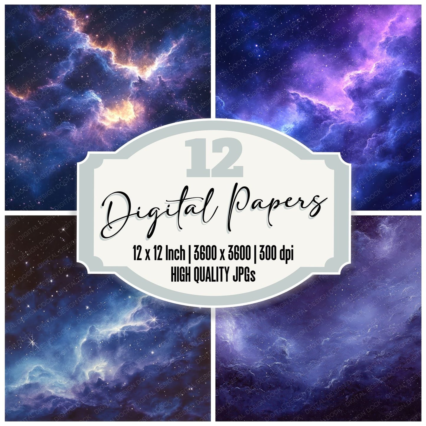 Indigo Starfield Fog Digital Paper Pack (DDD002077)