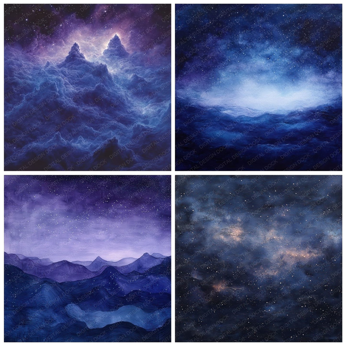 Indigo Starfield Fog Digital Paper Pack (DDD002077)