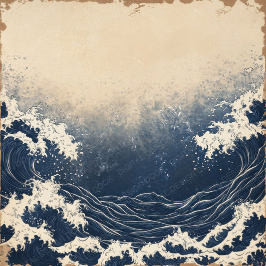 Indigo Wave Print Digital Paper Pack (DDD002079)