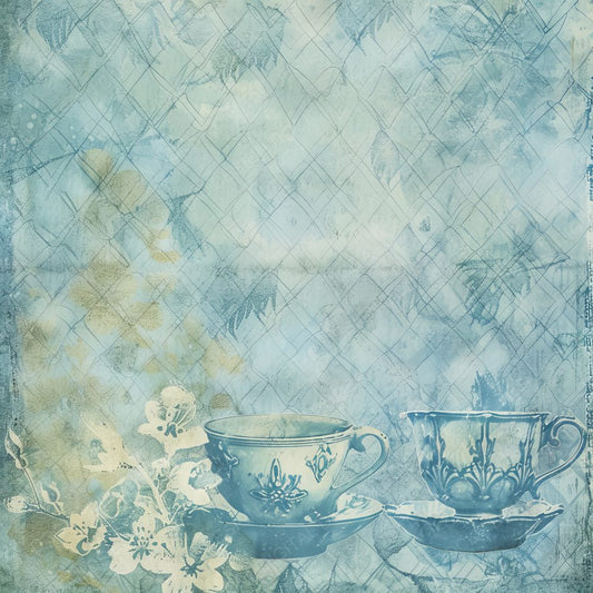 Indigo and Chartreuse Teacup Diamond Pattern Digital Paper Pack (DDD002080)