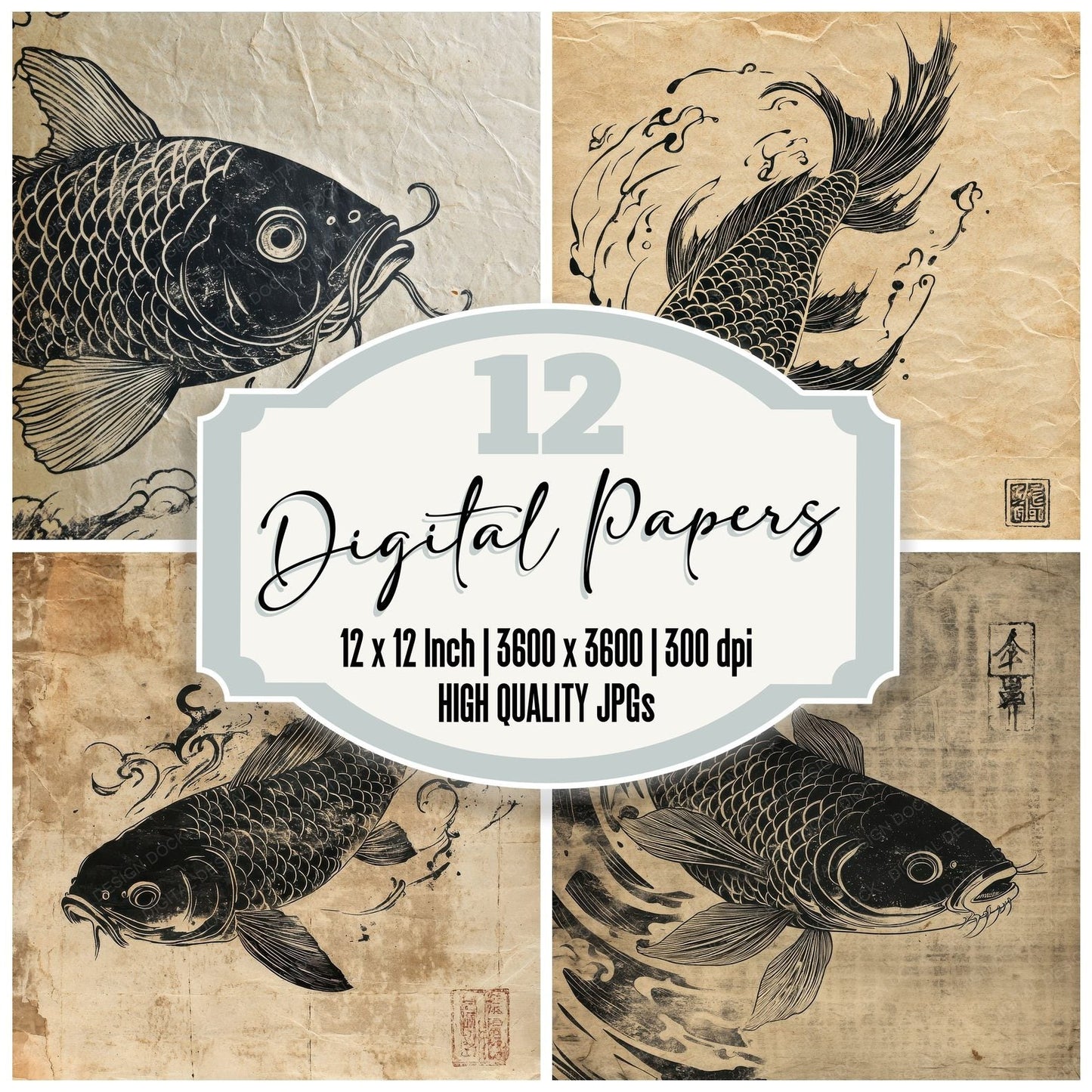 Ink Carp Ricepaper Digital Paper Pack (DDD002094)