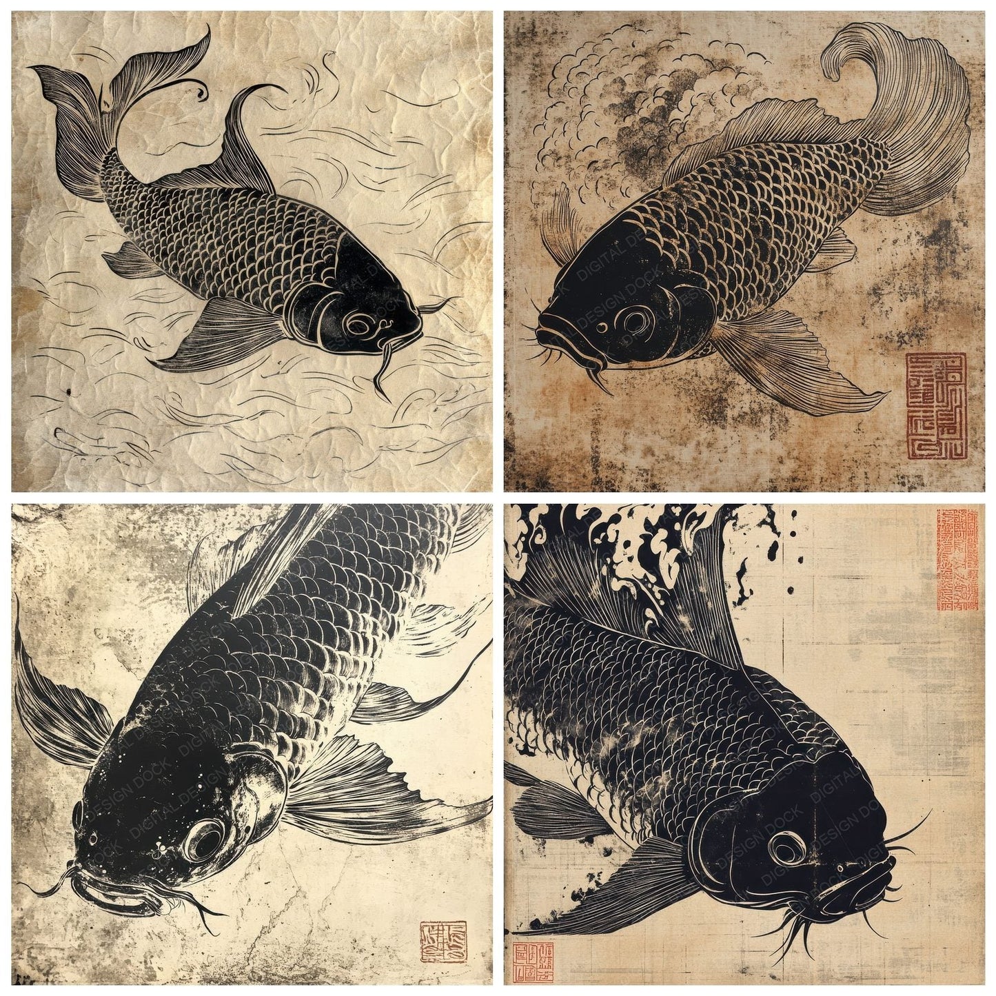 Ink Carp Ricepaper Digital Paper Pack (DDD002094)