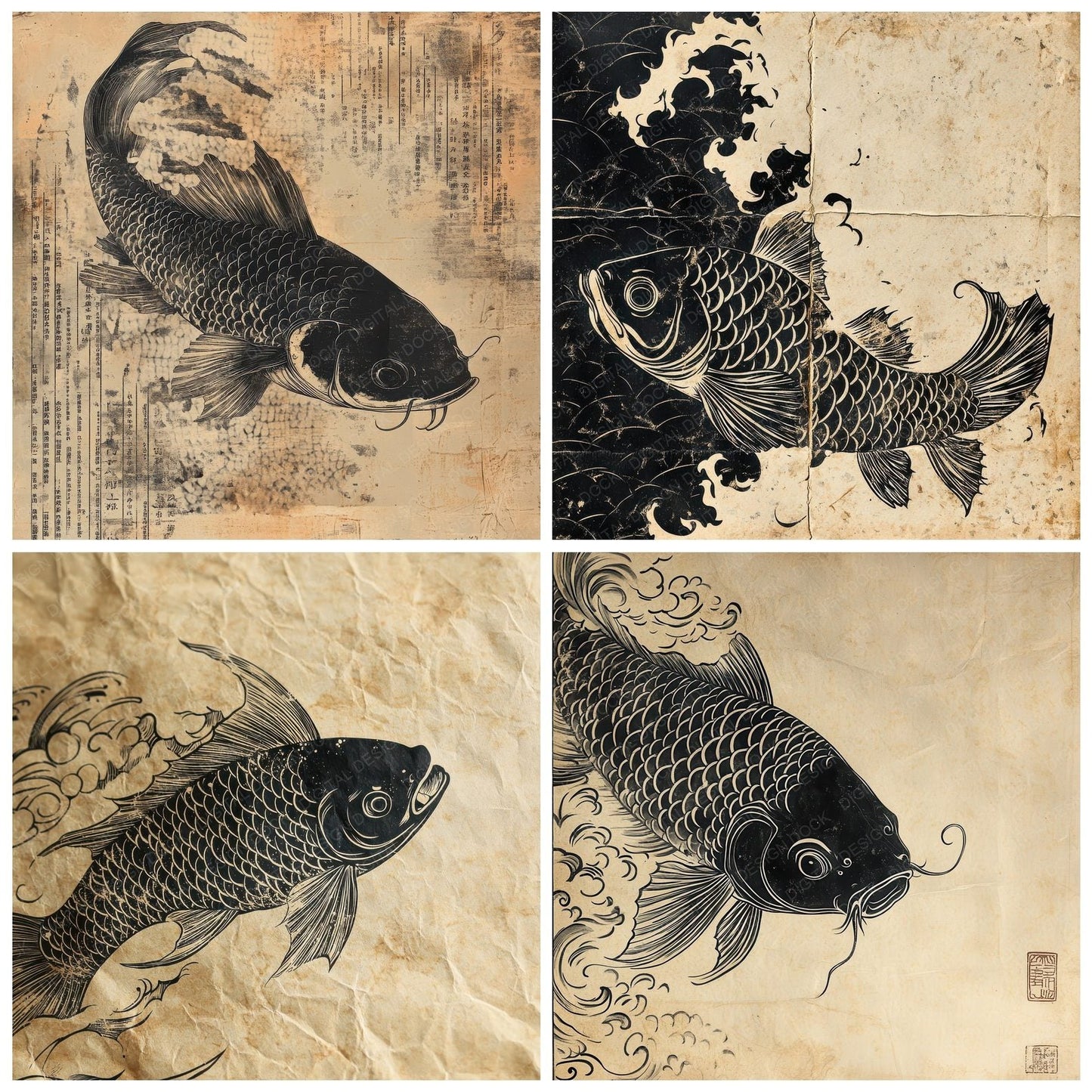 Ink Carp Ricepaper Digital Paper Pack (DDD002094)