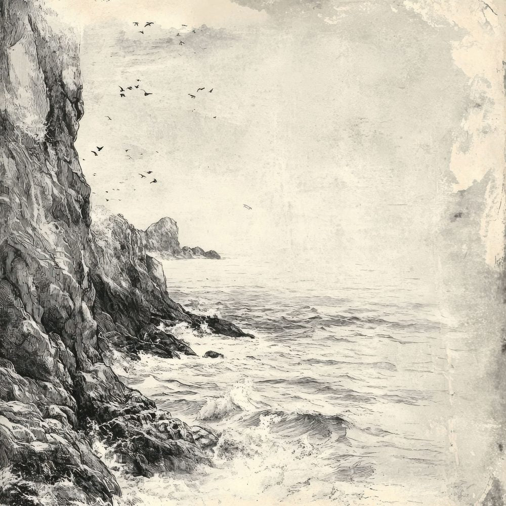 Ink Clifftop Sea Sketch Digital Paper Pack (DDD002095)