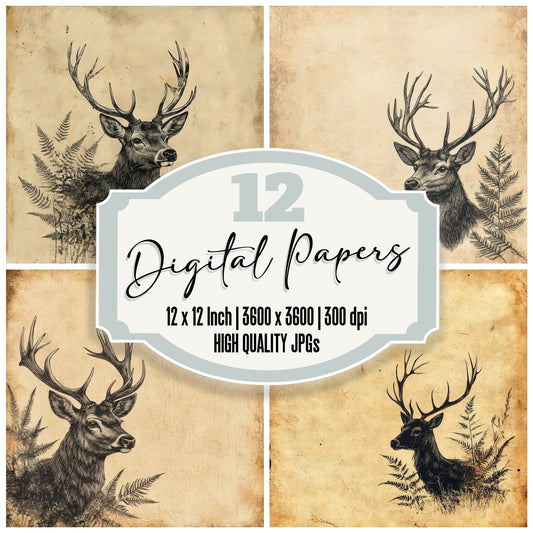 Ink Deer Botanical Profile Digital Paper Pack (DDD002098)