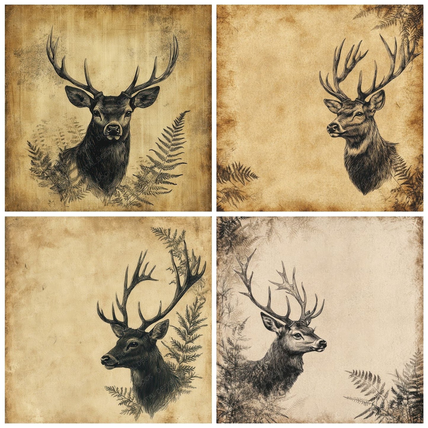 Ink Deer Botanical Profile Digital Paper Pack (DDD002098)