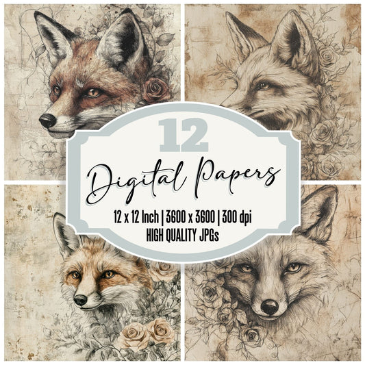 Ink Fox Rose Tangle Digital Paper Pack (DDD002105)