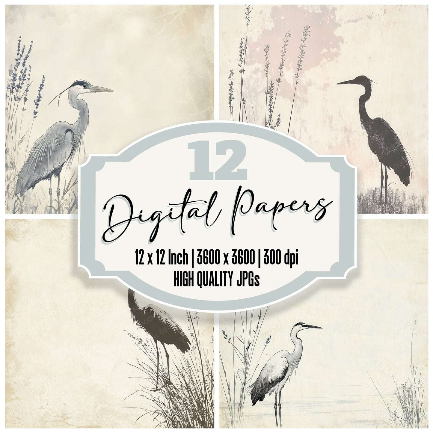 Ink Heron Lavender Reeds Digital Paper Pack (DDD002106)
