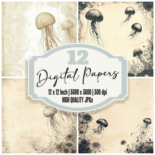 Ink Jellyfish Anemone Flow Digital Paper Pack (DDD002107)