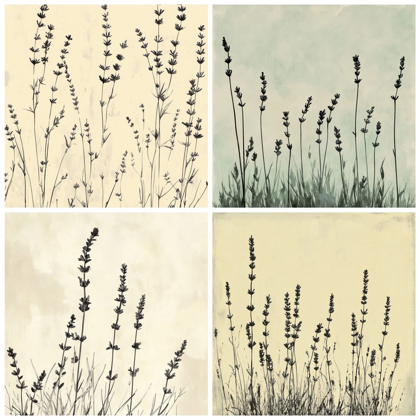 Ink Lavender Field Botanical Digital Paper Pack (DDD002109)