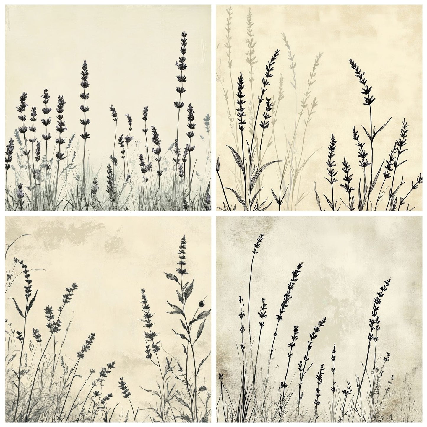 Ink Lavender Field Botanical Digital Paper Pack (DDD002109)