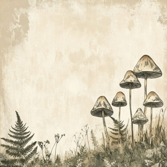 Ink Mushroom Fern Detail Digital Paper Pack (DDD002114)