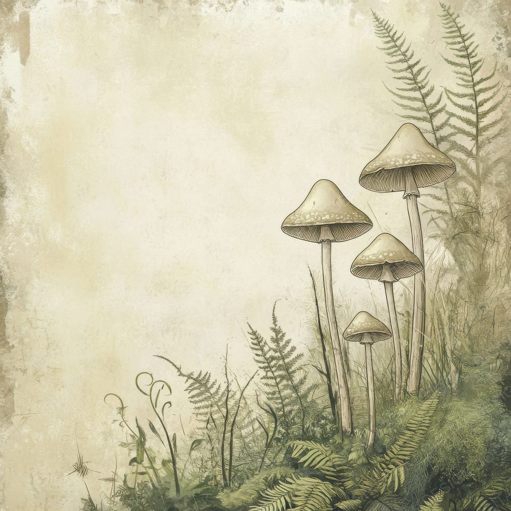 Ink Mushroom Fern Detail Digital Paper Pack (DDD002114)