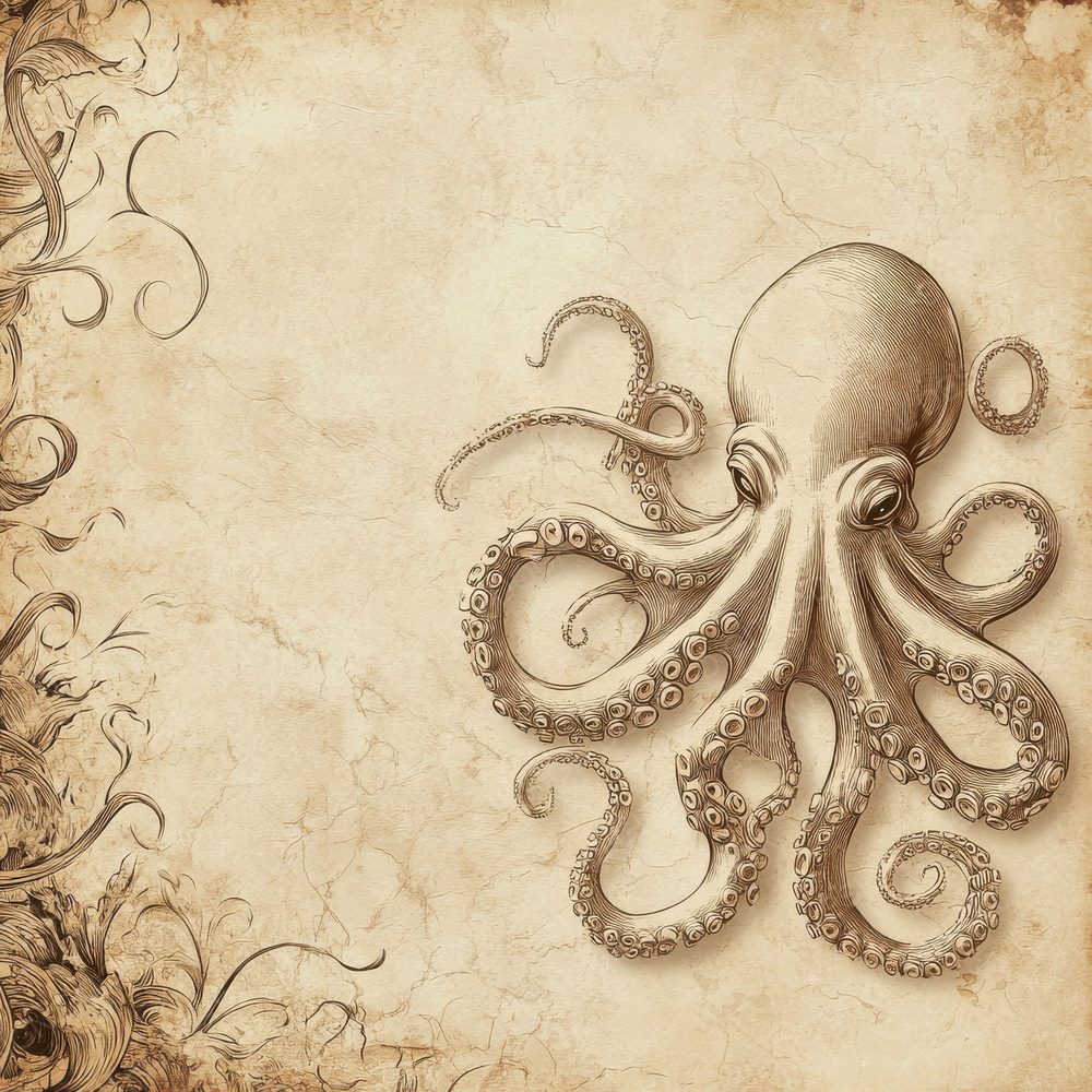Ink Octopus Seaweed Sketch Digital Paper Pack (DDD002116)