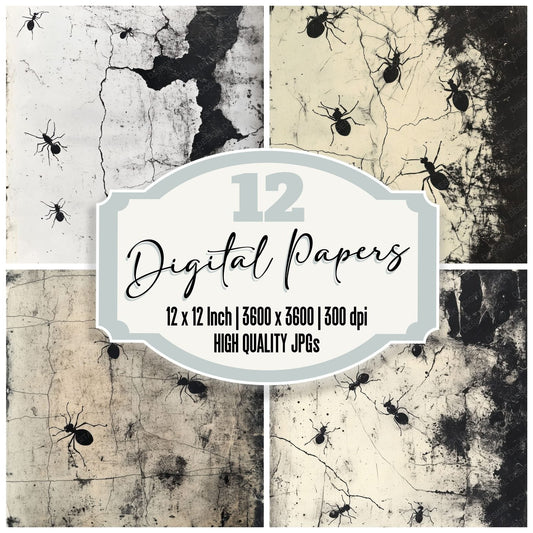 Ink Pressed Ants Digital Paper Pack (DDD002120)