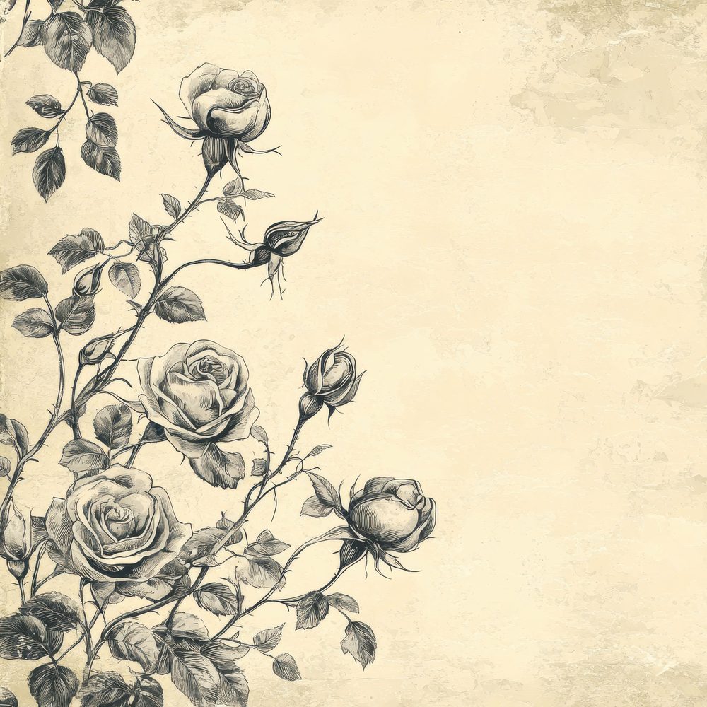 Ink Rose Vine Botanical Digital Paper Pack (DDD002123)