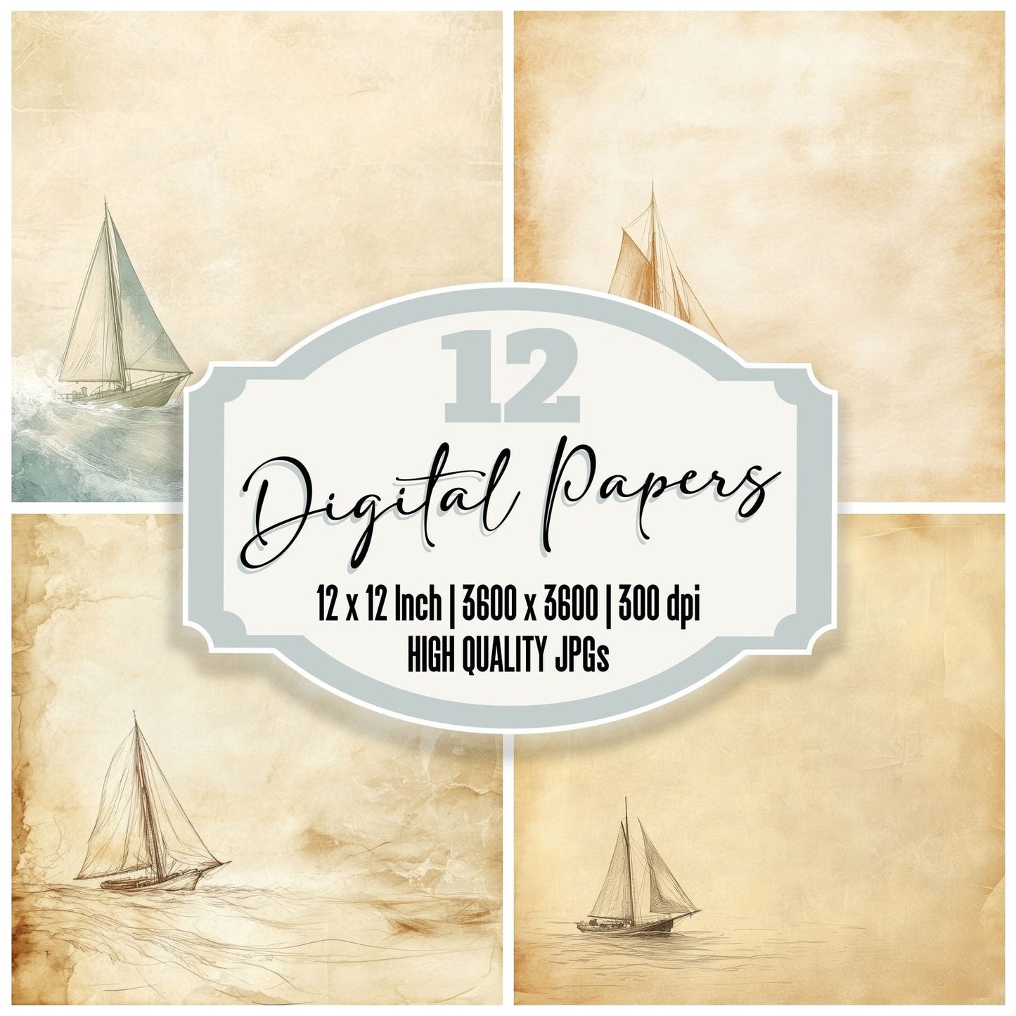 Ink Sailboat Horizon Digital Paper Pack (DDD002124)