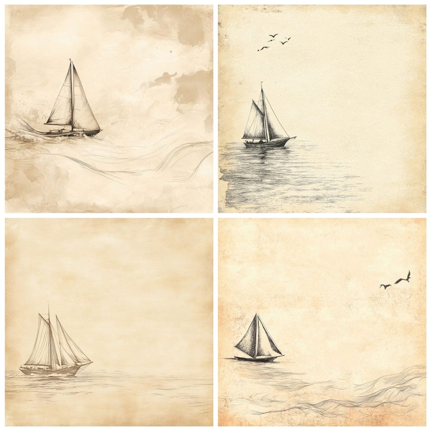Ink Sailboat Horizon Digital Paper Pack (DDD002124)