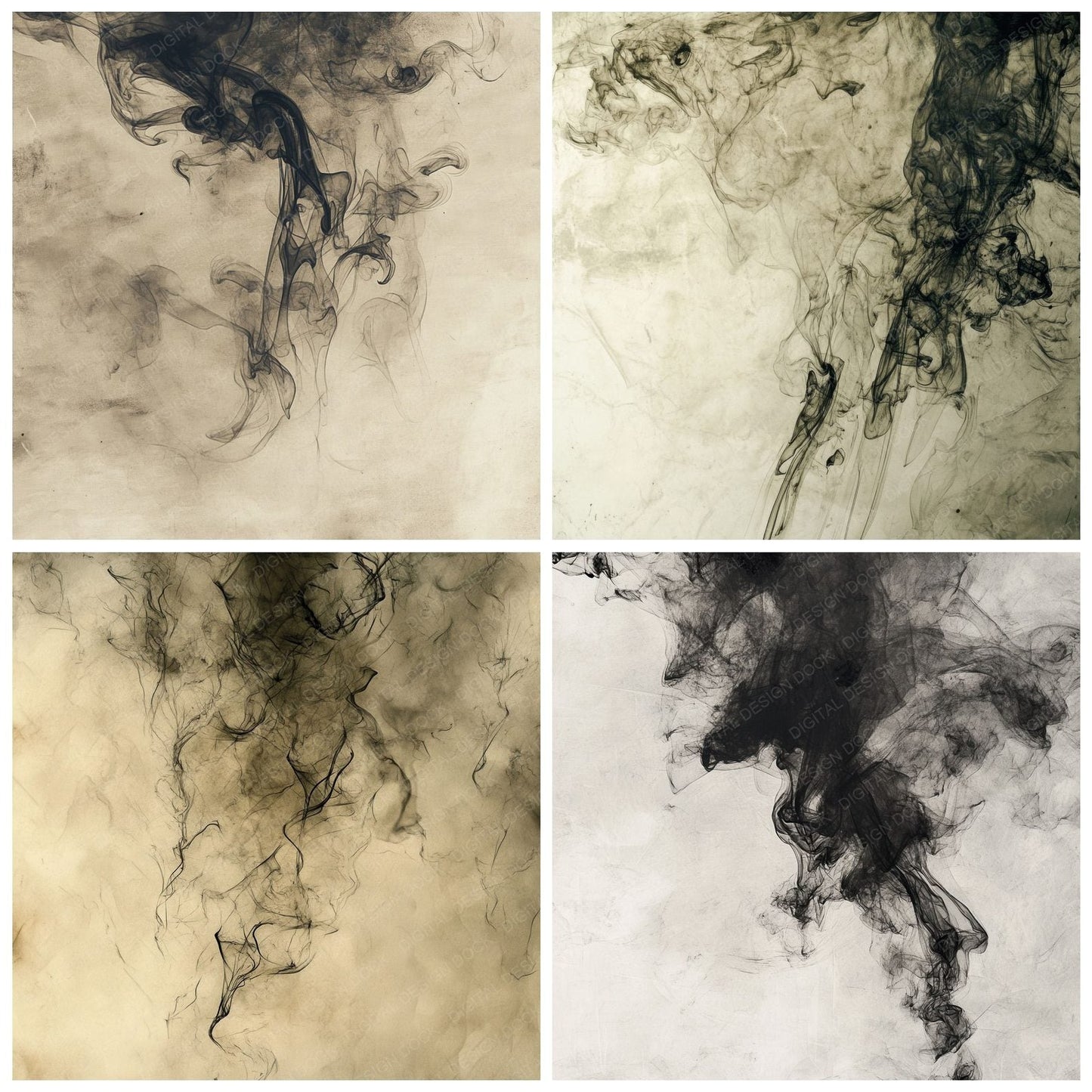 Ink Smoke Wisps Background Digital Paper Pack (DDD002126)