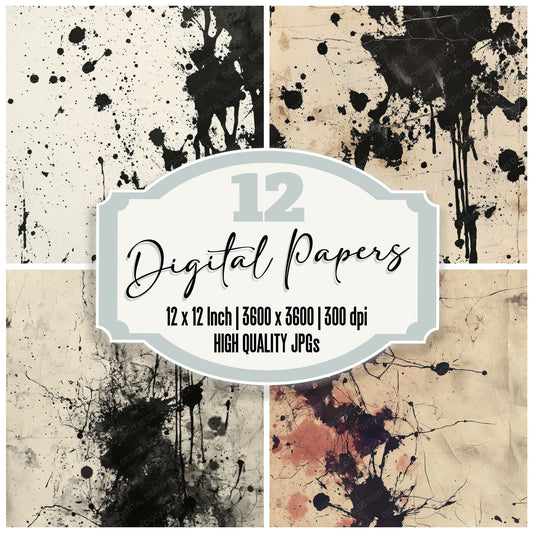 Ink Splatter Texture Digital Paper Pack (DDD002128)