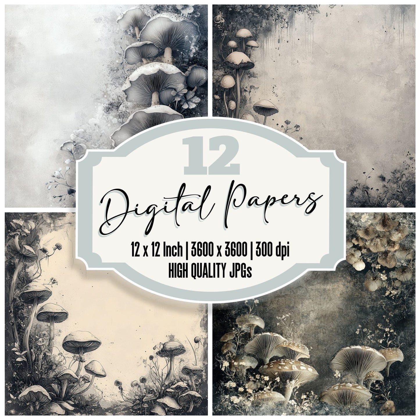 Ink Spore Frame Digital Paper Pack (DDD002129)
