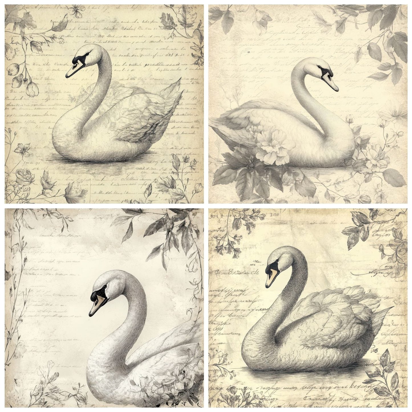Ink Swan Botanical Digital Paper Pack (DDD002130)