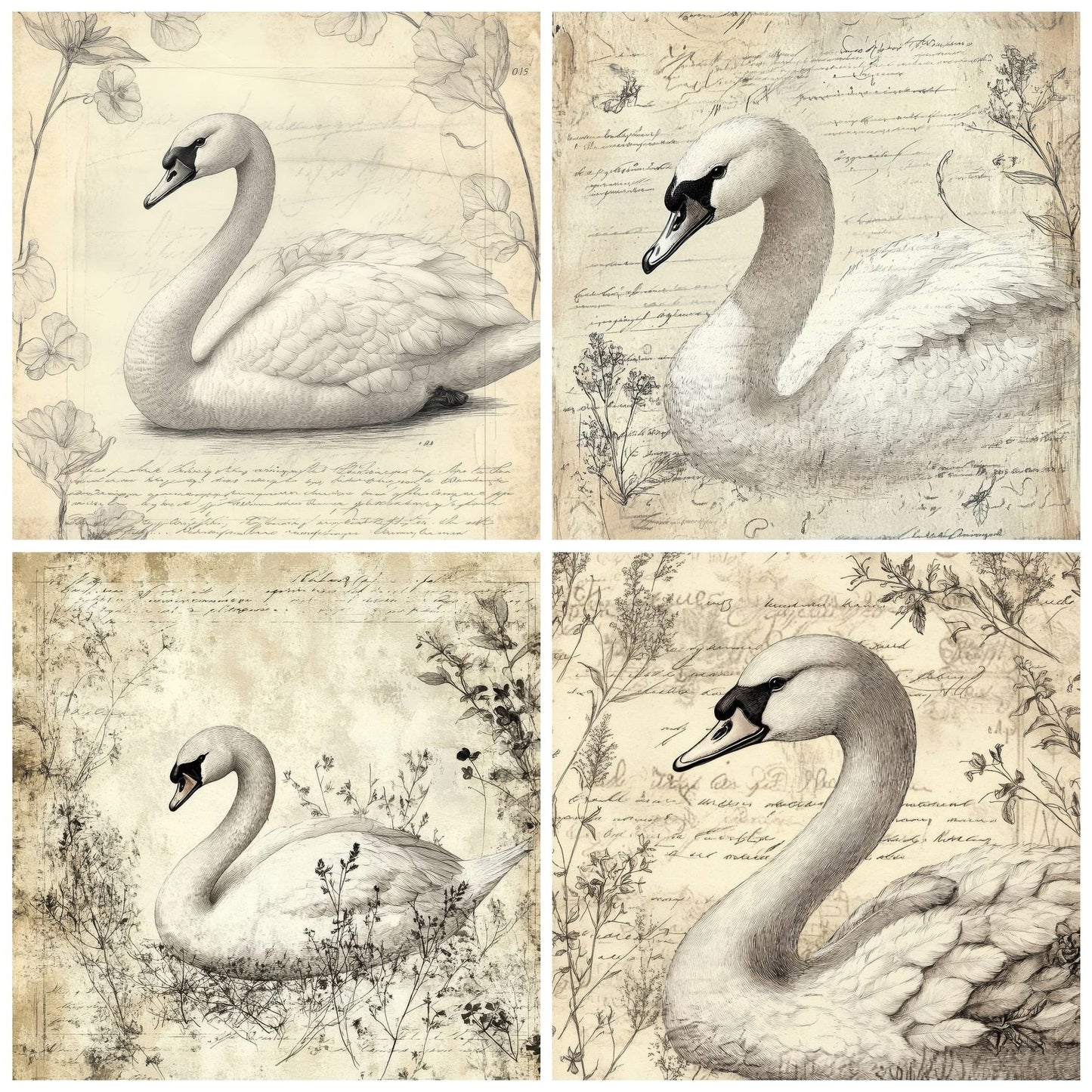 Ink Swan Botanical Digital Paper Pack (DDD002130)