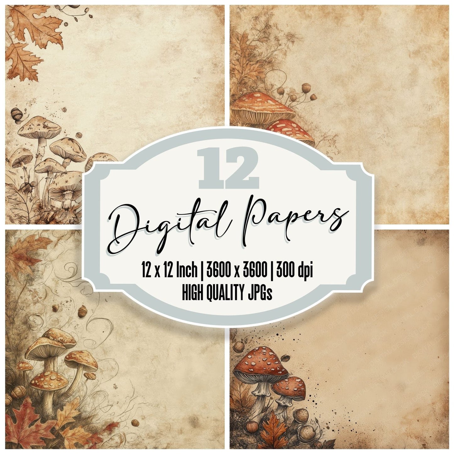Ink Toadstool Oak Cluster Digital Paper Pack (DDD002132)