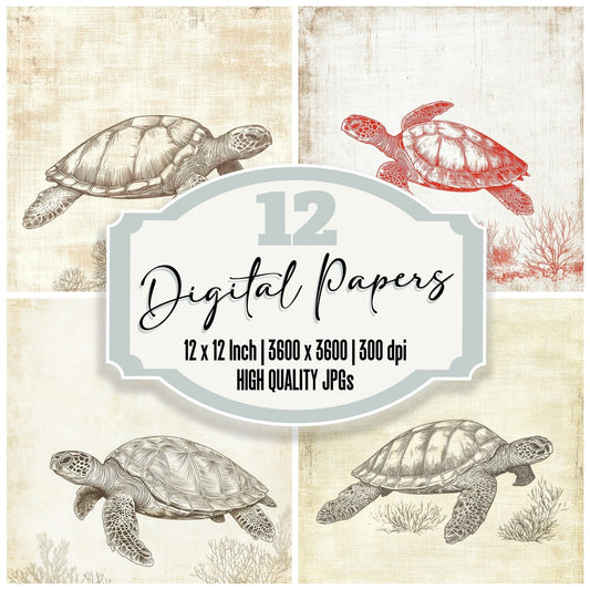 Ink Turtle Coral Overlay Digital Paper Pack (DDD002133)