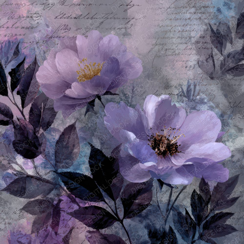 Ink Violet Stem Digital Paper Pack (DDD002135)