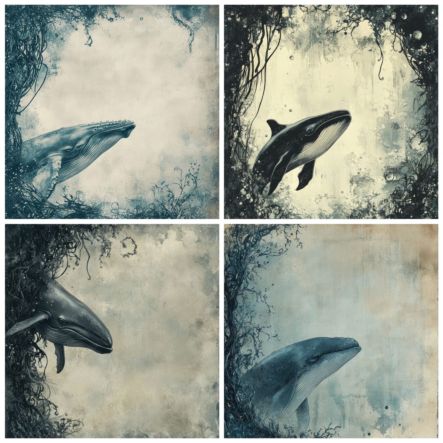 Ink Whale Kelp Border Digital Paper Pack (DDD002137)