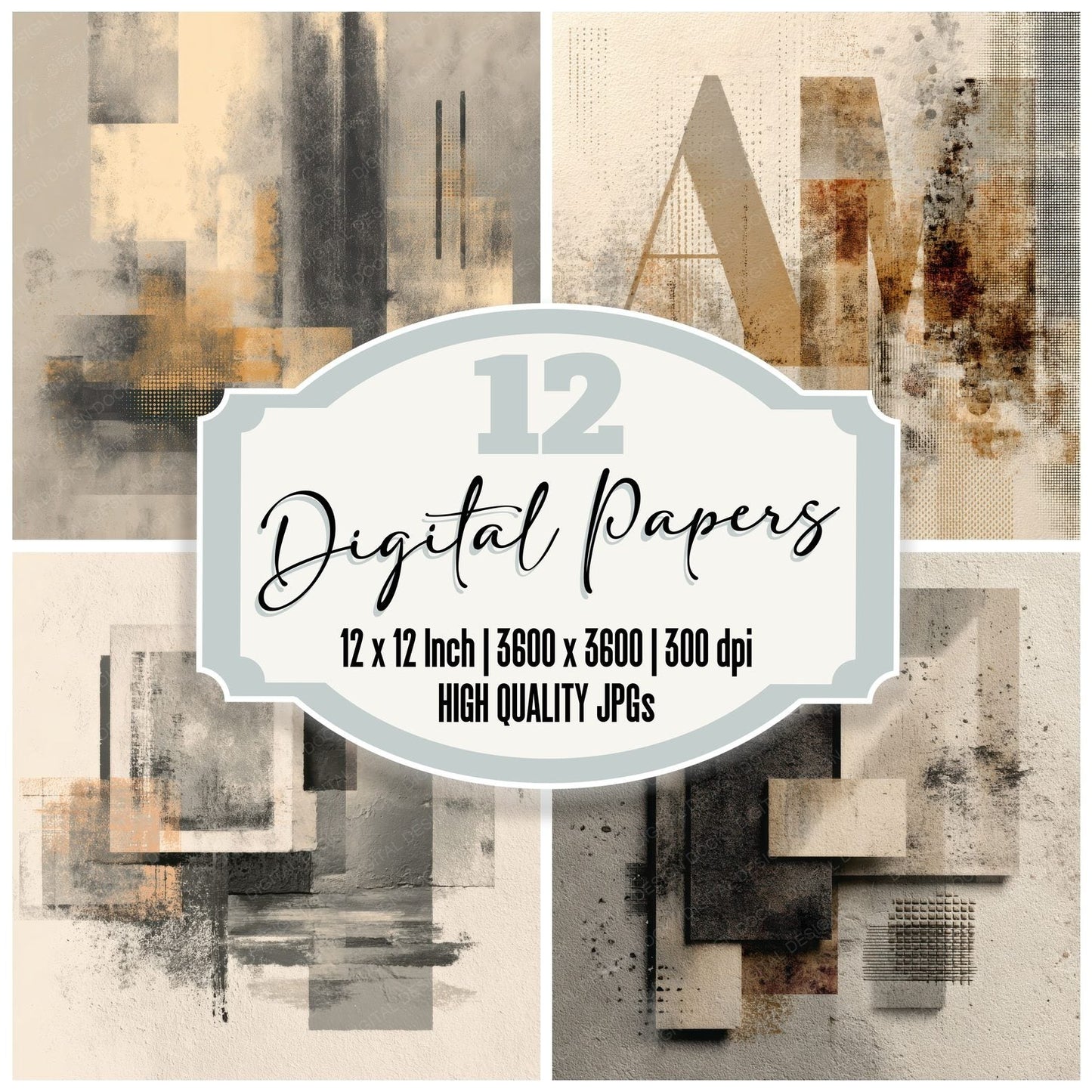 Inkdrag Blockletter Stripe Bleed Digital Paper Pack (DDD002139)