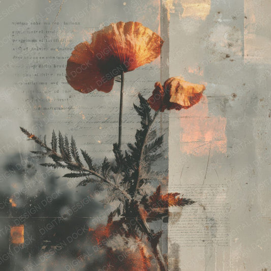 Invert Poppy Scriptburn Digital Paper Pack (DDD002146)
