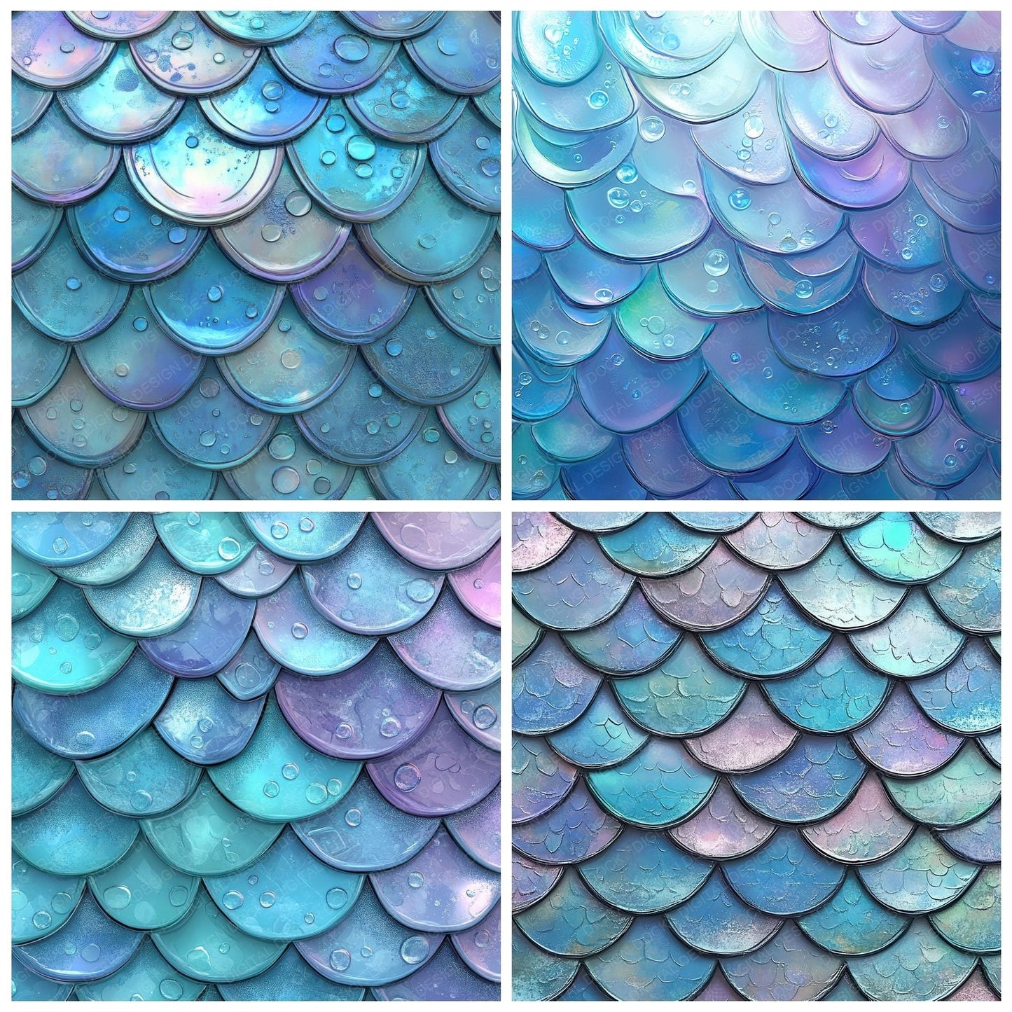 Iridescent Aqua Scale Digital Paper Pack (DDD002150)