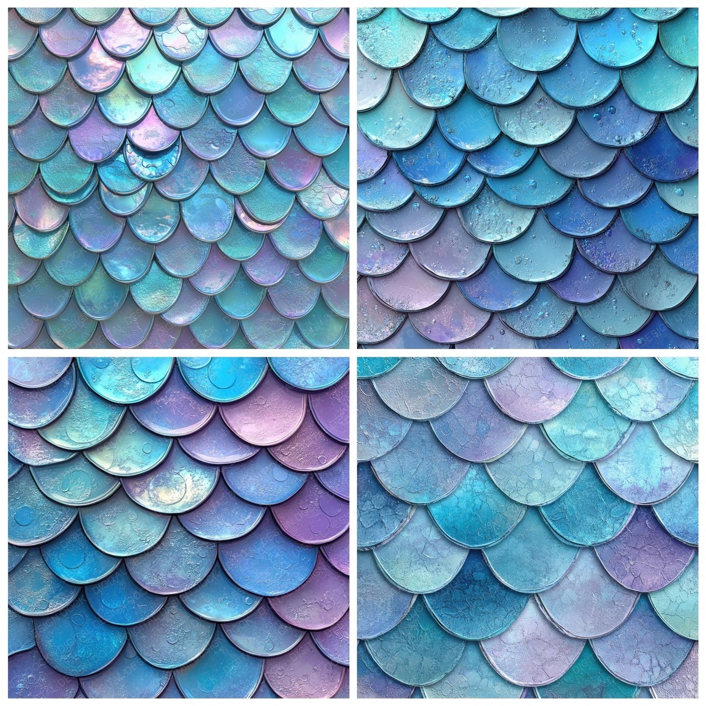 Iridescent Aqua Scale Digital Paper Pack (DDD002150)