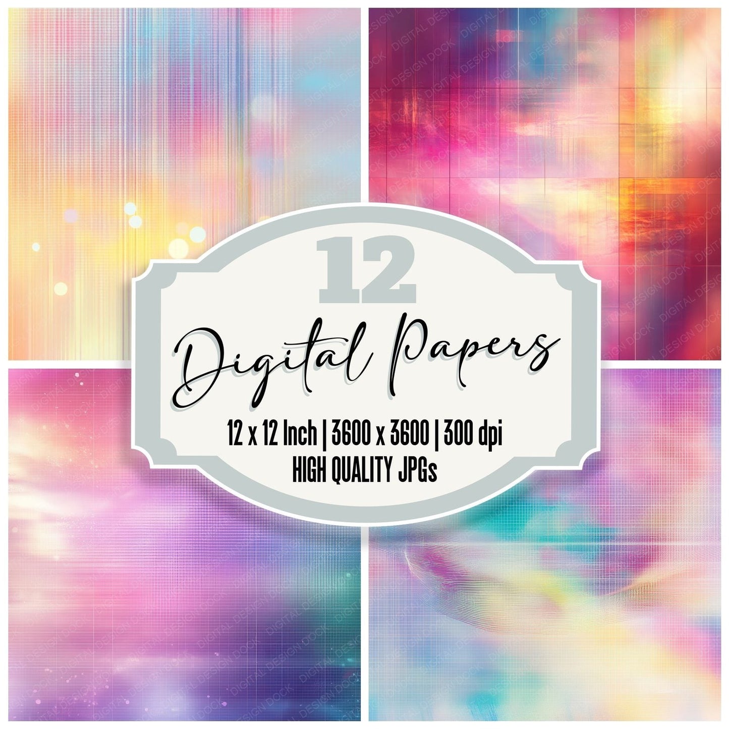 Iridescent Pixel Glow Digital Paper Pack (DDD002153)