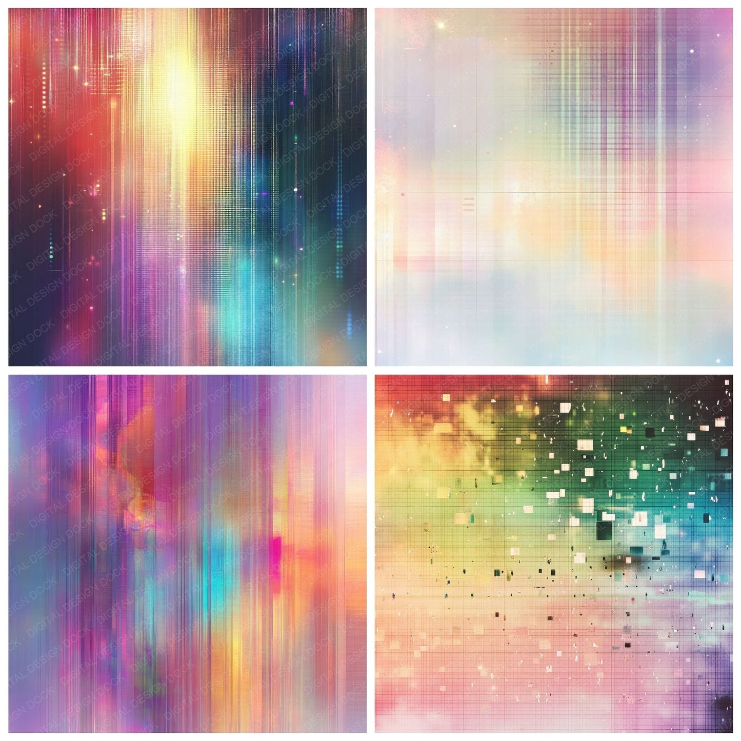 Iridescent Pixel Glow Digital Paper Pack (DDD002153)